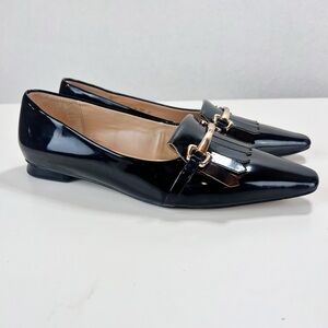 Franco Sarto Rina Patent Leather Loafer Size 6.5 Tasseled Bit Loafer Snip Toe